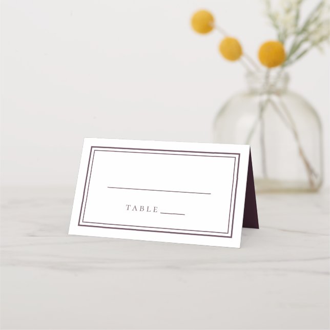 Hochzeit Einfache Minimalistische Lila Cassis Platzkarte (Vorderseite)