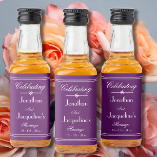 Hochzeit Einfache moderne Schrift Niedliche Lila M Alkoholflaschenetikett
