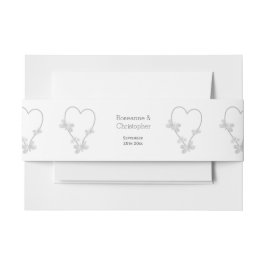 Hochzeit Einladende Bauchband Silberherz-Schmetter Einladungsbanderole