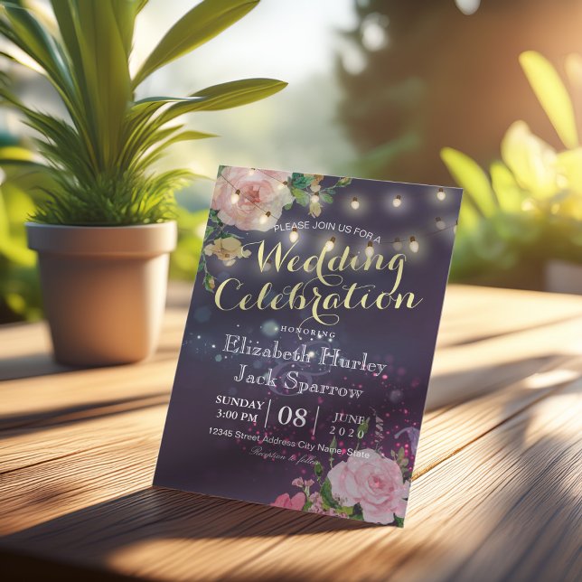 Hochzeit Einladende Blumenstrauenleuchten Lila Spa Einladung (Von Creator hochgeladen)
