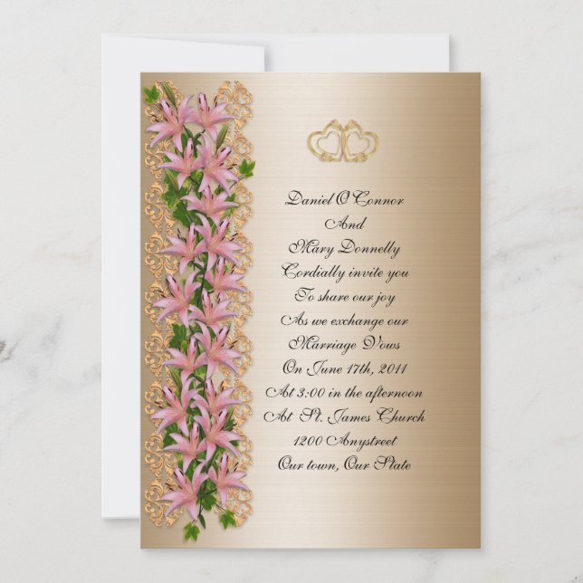 Hochzeit Einladung elegante Blumenlilie (Vorderseite)