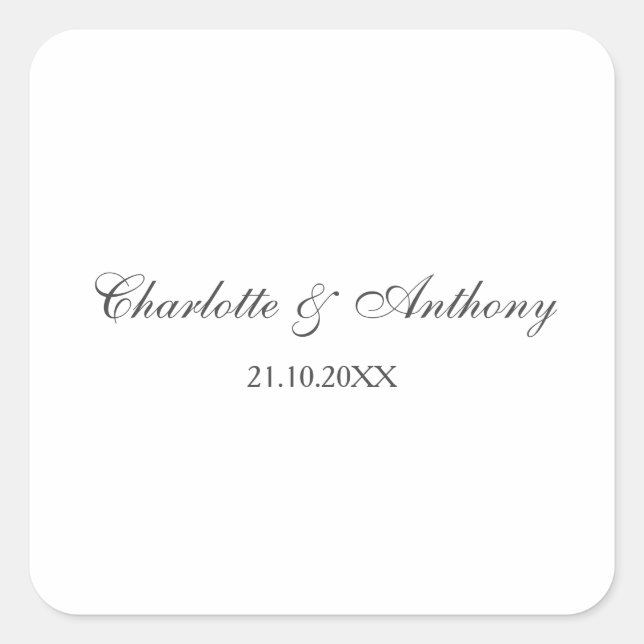Hochzeit Elegant kreativ Beruflich Moderne Quadratischer Aufkleber (Vorderseite)
