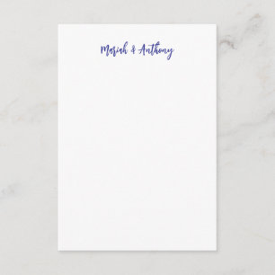 Hochzeit Elegant Kreativ Klassisch Blau Weiß Mitteilungskarte