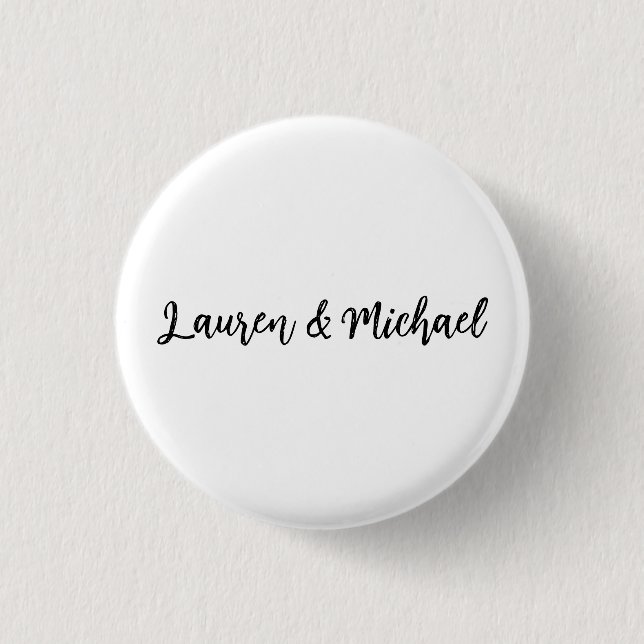 Hochzeit Elegant Minimalistisch klassisch Schwarz- Button (Vorderseite)