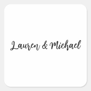 Hochzeit Elegant Minimalistisch klassisch Schwarz- Quadratischer Aufkleber