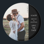 Hochzeit Elegant Modernes Foto Magnet Save the Dat<br><div class="desc">Mit diesem Save the Date kreisförmigen Magneten können Sie Ihren Gästen eine lang anhaltende Leckerei geben.</div>