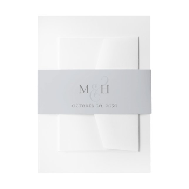 Hochzeit Elegant Monogram Dusty Blue Simple Einladungsbanderole (Vorderseite Beispiel)