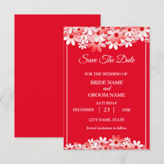 Hochzeit Elegant Rot Weiß Floral Save The Date