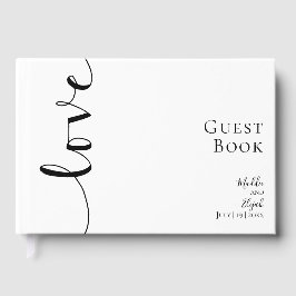 Hochzeit, Elegant, Schwarz & Weiß Einfach, Schrift Gästebuch