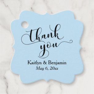 Hochzeit Elegant Weiß auf Babyblau Danke Geschenkanhänger