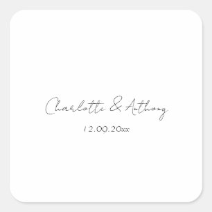 Hochzeit Elegante Kalligrafie Kreativ Schwarz-weiß Quadratischer Aufkleber