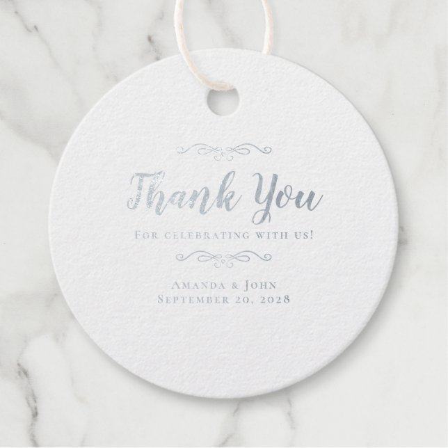 Hochzeit Elegante Kalligraphie Danke Silver Real Geschenkanhänger (Vorderseite)