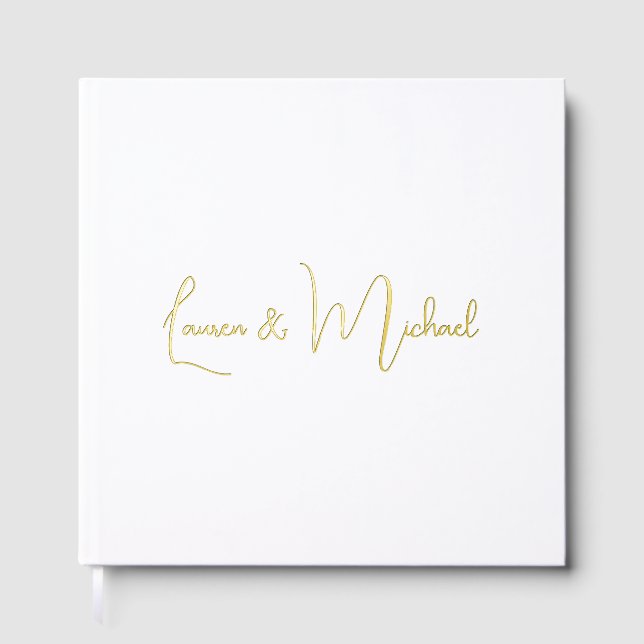 Hochzeit Elegante Minimalistische Kalligraphie Gästebuch (Vorderseite)