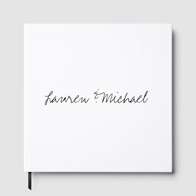 Hochzeit Elegante Minimalistische Kalligraphie Sch Gästebuch (Vorderseite)