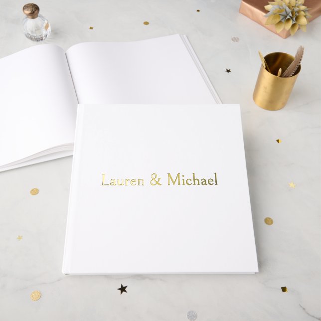 Hochzeit Elegante Minimalistische Kalligraphie Sch Gästebuch (Vorderseite Offen)