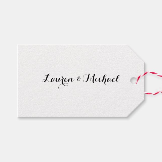 Hochzeit Elegante Minimalistische Kalligraphie Sch Geschenkanhänger (Vorderseite (Horizontal))