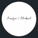 Hochzeit Elegante Minimalistische Kalligraphie Sch Runder Aufkleber<br><div class="desc">Diese Vorlage kann an alle beruflichen Beruf angepasst werden.</div>