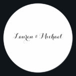 Hochzeit Elegante Minimalistische Kalligraphie Sch Runder Aufkleber<br><div class="desc">Diese Vorlage kann an alle beruflichen Beruf angepasst werden.</div>