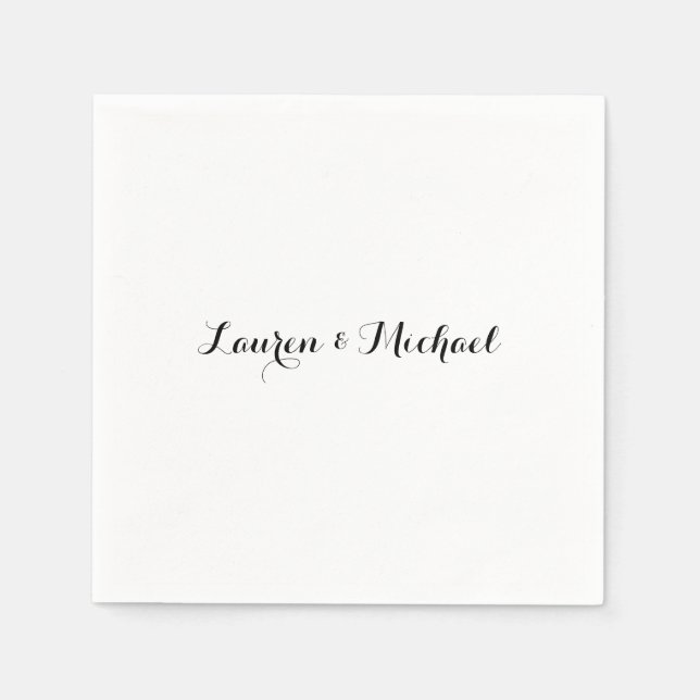 Hochzeit Elegante Minimalistische Kalligraphie Sch Serviette (Vorderseite)