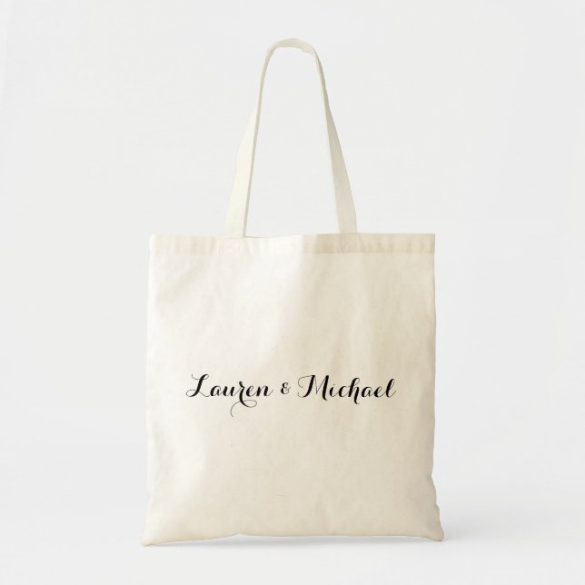 Hochzeit Elegante Minimalistische Kalligraphie Sch Tragetasche (Vorne)