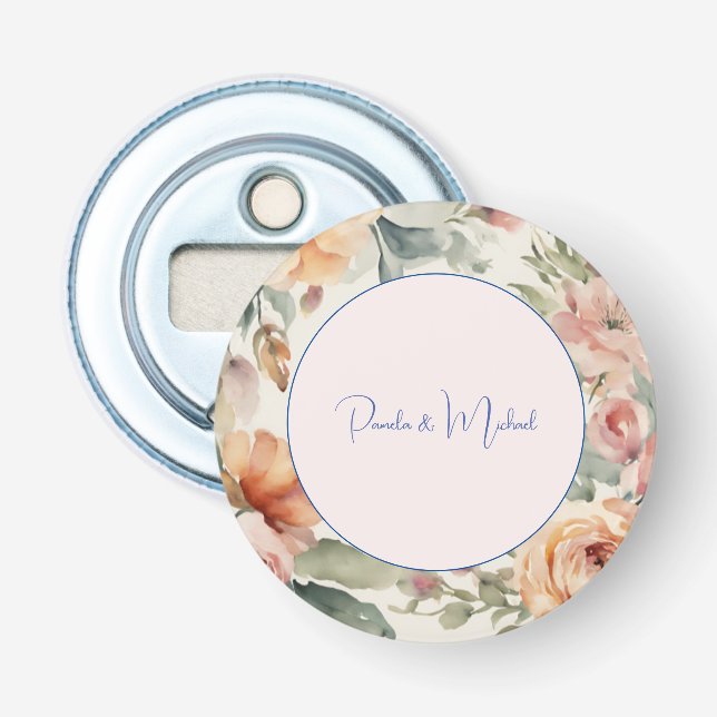 Hochzeit Elegante Minimalistische klassische Flora Flaschenöffner (Vorderseite)