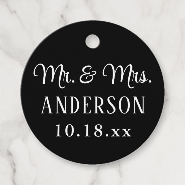 Hochzeit Elegante moderne Typografie Mr. und Mrs.  Geschenkanhänger (Vorderseite)