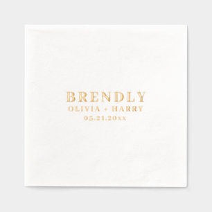 Hochzeit Elegante Monogram Names Gold Foil Napkin Servietten Mit Folie