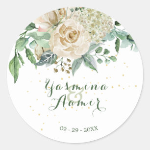 Hochzeit Elegante neutrale Rose Runder Aufkleber