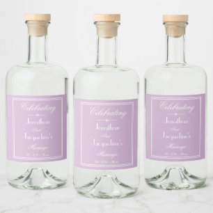 Hochzeit Elegante Personalisiert Names Chic Lilac Alkoholflaschenetikett