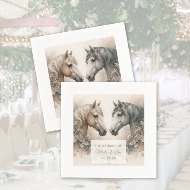 Hochzeit Elegante Pferde Serviette (Wedding Elegant Horses Napkins)
