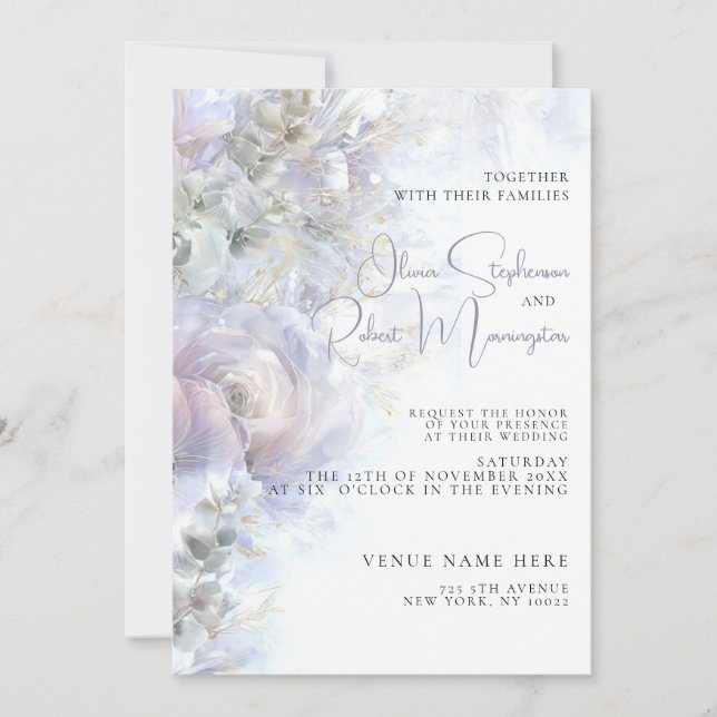 Hochzeit | Elegante Pfingstrosen Einladung (Vorderseite)