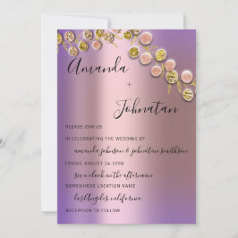 Hochzeit Elegante Rose Golden Wreath Lila Einladung