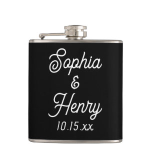 Hochzeit Elegante Schrift-Typografie Schwarz Weiß Flachmann