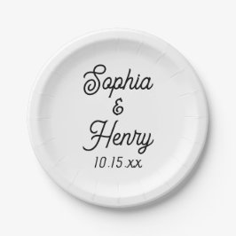 Hochzeit Elegante Script Black Modern Typografy Pappteller