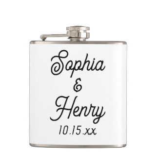 Hochzeit Elegante Script Black Typografy Flachmann