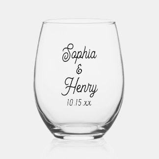 Hochzeit Elegante Script Black Typografy Weinglas Ohne Stiel