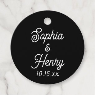 Hochzeit elegante Script Typografie Schwarz-Weiß Geschenkanhänger