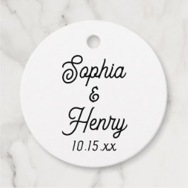 Hochzeit elegante Script Typografie Schwarz-Weiß Geschenkanhänger