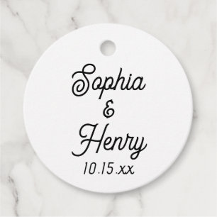Hochzeit elegante Script Typografie Schwarz-Weiß Geschenkanhänger