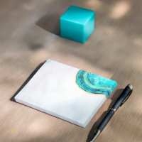 Hochzeit Elegante Wasserfarbe Aquamarin & Gold Geo