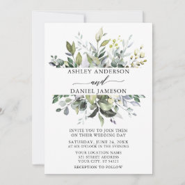Hochzeit Elegante Wasserfarbe Botanische Vegetatio Einladung