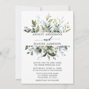 Hochzeit Elegante Wasserfarbe Botanische Vegetatio Einladung