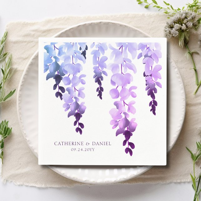 Hochzeit Elegante Watercolor Lila Florenz Serviette (Von Creator hochgeladen)