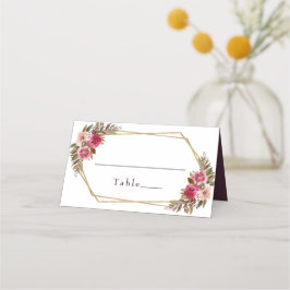 Hochzeit Eleganter Chic Floral Gold Frame weiß Platzkarte