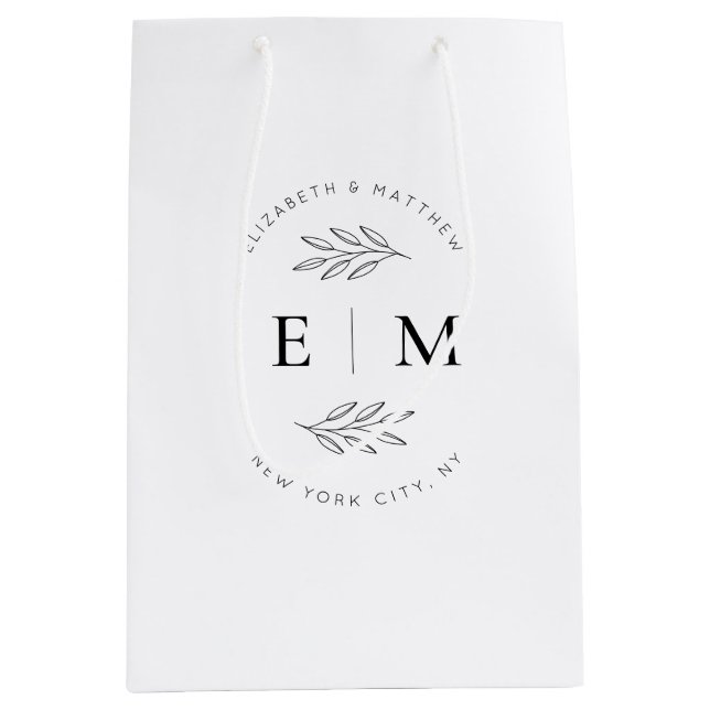 Hochzeit Eleganter Chic Modern Simple Chic Monogra Mittlere Geschenktüte (Vorderseite)