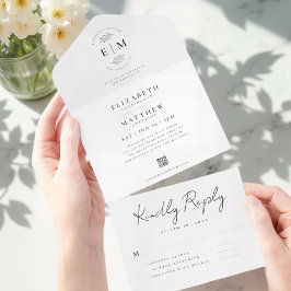 Hochzeit Eleganter Chic Moderner einfacher QR-Code All In One Einladung