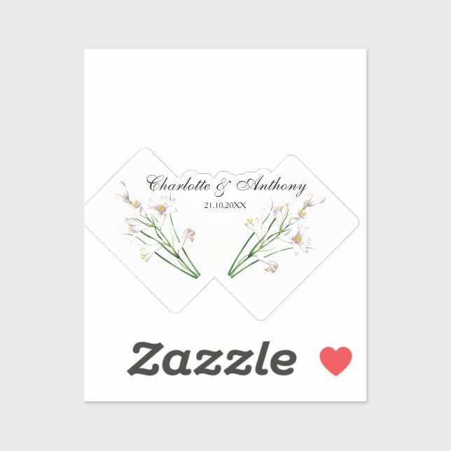 Hochzeit Eleganter Creative Floral White Chic Aufkleber (Blatt)
