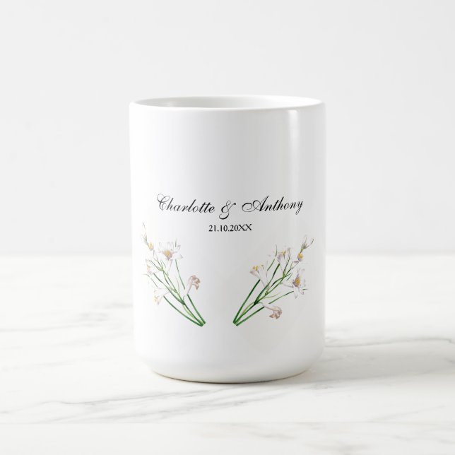 Hochzeit Eleganter Creative Floral White Chic Kaffeetasse (Mittel)