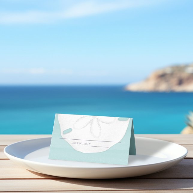 Hochzeit Eleganter Empfang Platzkarte (Wedding table place card with a simple sand dollar. )