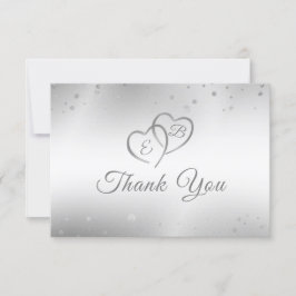 Hochzeit Eleganter Imitate Silver Hearts Confetti Dankeskarte